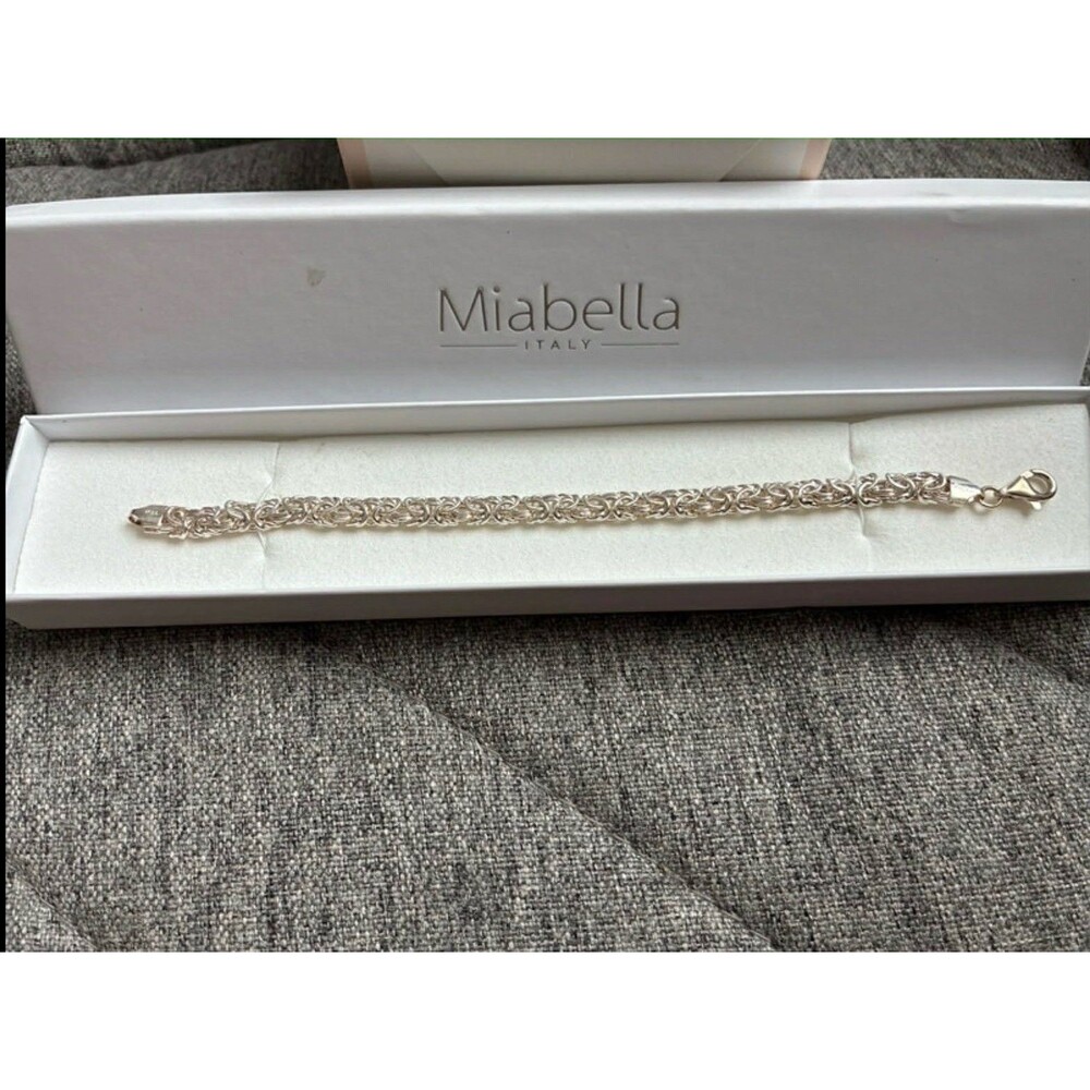 Miabella Italian 925 Sterling Silver Byzantine Bracelet 7" for Women, Handmade